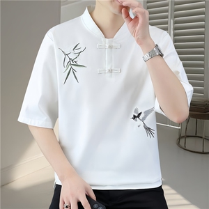 短袖夏季高端刺绣盘扣五分袖透气上衣服JZ9815-P65图片