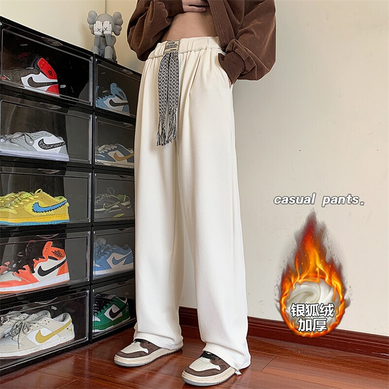 休闲直筒裤男秋季纯色简约直筒弯刀裤美式重磅宽松大码显瘦阔腿裤，男装休闲裤，电商A001-1