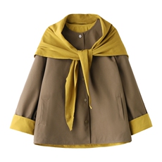 现货。现货。现货2025年秋季短外套休闲披肩围巾新款短风衣，女装短外套，艾仟回(原伊仟回)