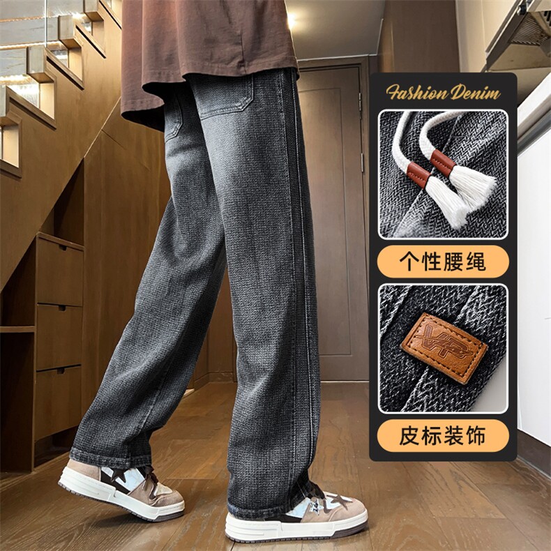 星空纹牛仔裤男士宽松直筒潮牌美式高街休闲裤Z9854-P40/加绒P50,男装牛仔裤,星座509