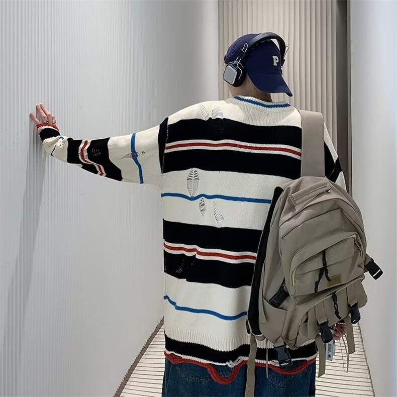 美式街头设计感圆领毛衣男慵懒风休闲针织衫X857P38,男装针织衫/毛衣,星座1116-2