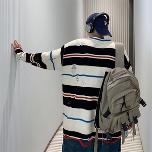 美式街头设计感圆领毛衣男慵懒风休闲针织衫 X857 P38图片