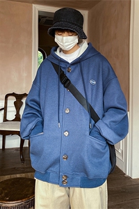 日系复古华夫格外套男生春季潮牌开衫连帽卫衣-JK23102-P65控88图片
