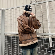 麂皮绒一体羊羔棉衣男潮工装高街ins羊羔毛加厚棉服M2909P100，男装棉衣，星座1116-2