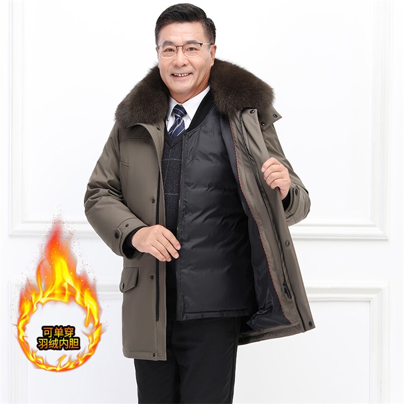 男90绒中老年羽绒服狐狸毛领可脱卸毛领内胆羽绒可单穿派克服,商品下架区,钱塘723