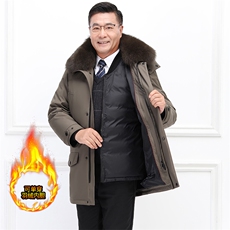 男90绒中老年羽绒服狐狸毛领可脱卸毛领内胆羽绒可单穿派克服，商品下架区，钱塘723