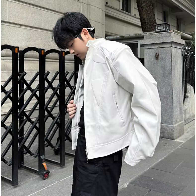 金属装饰外套男潮小众设计高级感高街工装风情侣皮衣夹克3370/P78,男装夹克,星座506