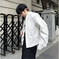 金属装饰外套男潮小众设计高级感高街工装风情侣皮衣夹克3370/P78，男装夹克，星座506