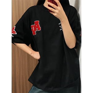 万针全刺绣工艺抖音得物高品质260克重磅纯棉双纱美式高街短袖T恤图片