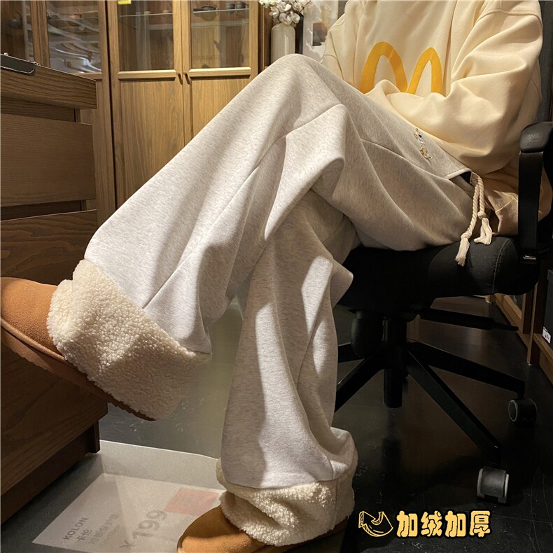 2025冬季加绒加厚可爱小狗百搭宽松休闲卫裤B315-K876-p65控88,男装休闲裤,电商B315