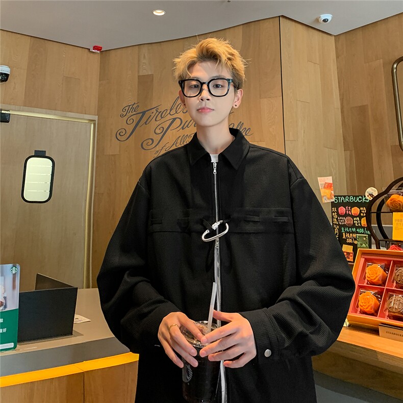港风新款华夫格外套潮流加厚衬衫CS072-P45控68,男装衬衫,电商A132（原电商B245）