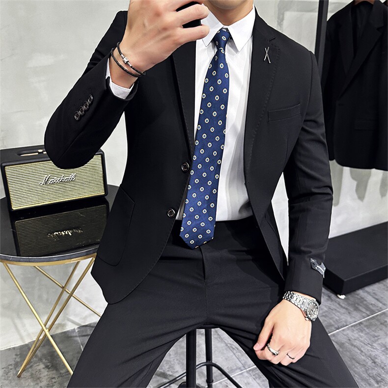 春秋季男商务修身青少年西服时尚休闲两件套A415-A5201-P230,男装西服,电商A355（原A415）