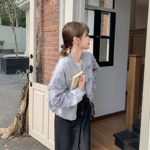设计感花边棒球服外套女2025春季新款洋气减龄宽松小个子短款上衣图片