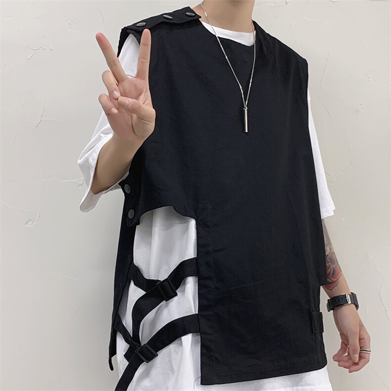 2021工装马甲ins原宿bf风暗黑机能战术背心学生现货W843-P30,男装背心/马甲,星座512-4