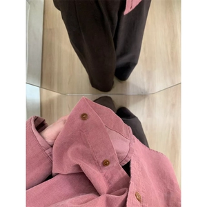 TC724-P45 灯芯绒上班休闲翻领长袖衬衫外套女秋季宽松休闲衬衣图片