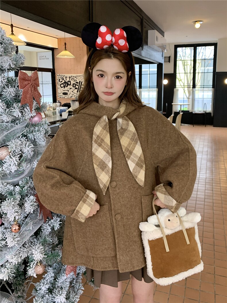 韩系温柔风双面羊毛大衣女冬季2025年新款高级感气质长款毛呢外套,女装双面呢大衣,艾米莉亚