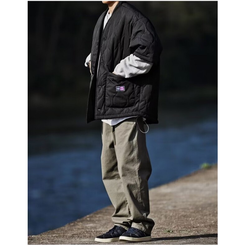 日系复古菱形半袖潮牌棉衣男秋冬季加厚V领工装棉服宽松保暖外套,男装T恤,星座506A