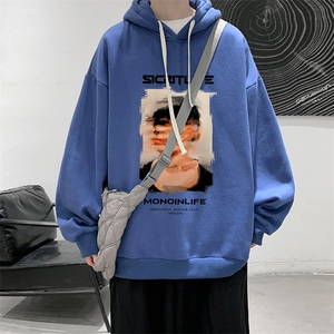 WY2213-P35 加绒款-P40 纯棉连帽卫衣男大码运动帽衫宽松薄外套男图片