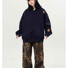春秋款藏青连帽卫衣男女2025新款慵懒风帽衫正肩长袖上衣WE16，男装卫衣，星座1116A（原606A-3）