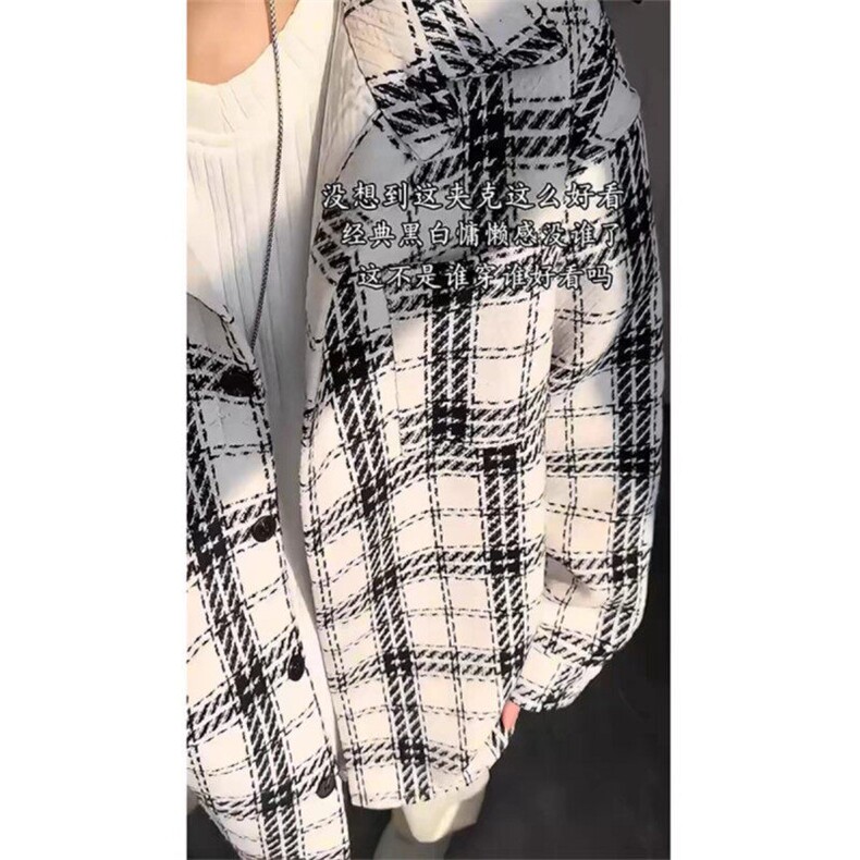 格子小香风外套男高级感痞帅穿搭春秋情侣衬衫夹克LXF0533-P65,男装夹克,星座1008