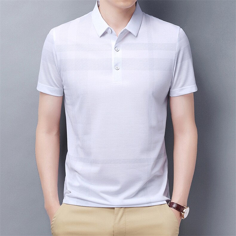 夏季新款男士翻领短袖t恤中年有领男装上衣服休闲POLO衫图片