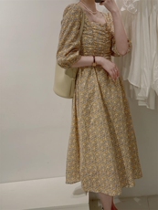 韩系小花连衣裙，女装连衣裙，驿谷