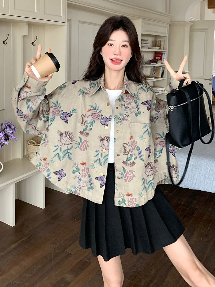 大货印花宽松牛仔短款外套2c309-2507-p145-k208,女装短外套,2C309
