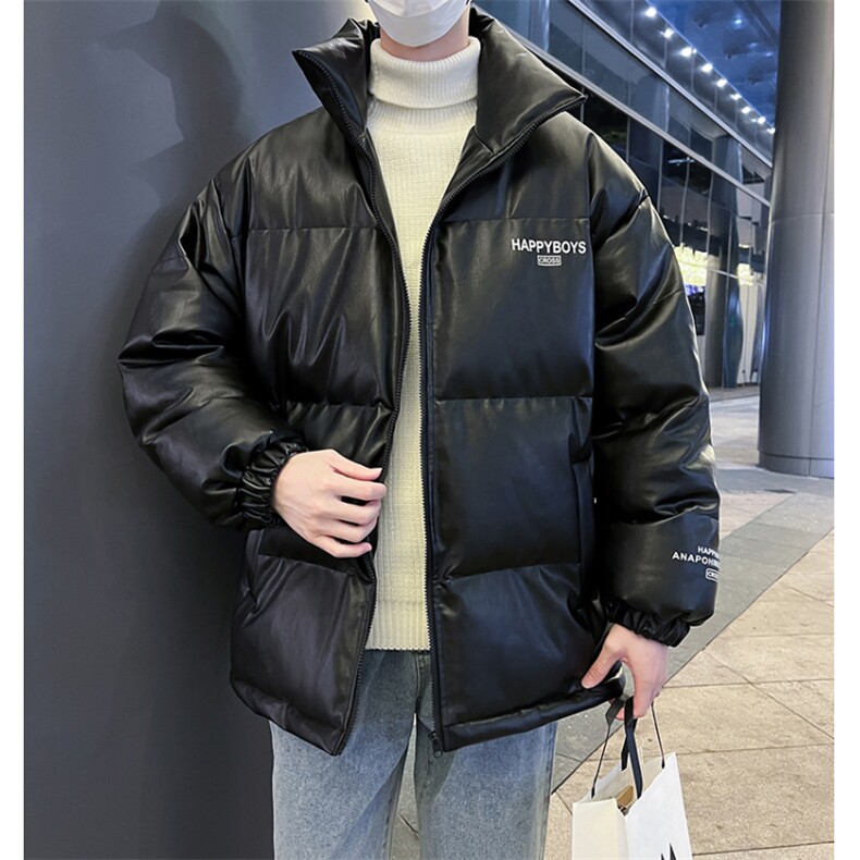 新款立领pu皮印花棉衣男秋冬季加厚面包服外套保暖棉服MY613-P115,男装棉衣,星座505-3