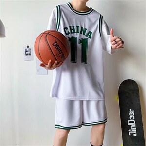 夏季球衣宽松假两件篮球服套装男短袖t恤运动学生班服tz712-p36，男装T恤，星座1008-2