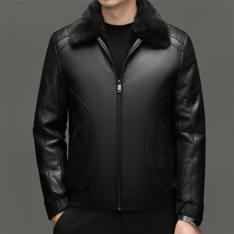 BG-XL2391海宁山羊皮真皮皮衣男水貂内胆皮夹克保暖外套男装,男装夹克,电商B360A（原721A）