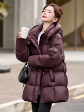 2025年冬季90白鸭绒中长款，女装羽绒服，艾尚靓装