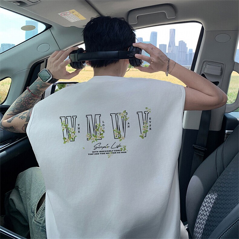 可48小时发货支持抖音得物来样二开240克重磅美式纯棉背心无袖t恤图片