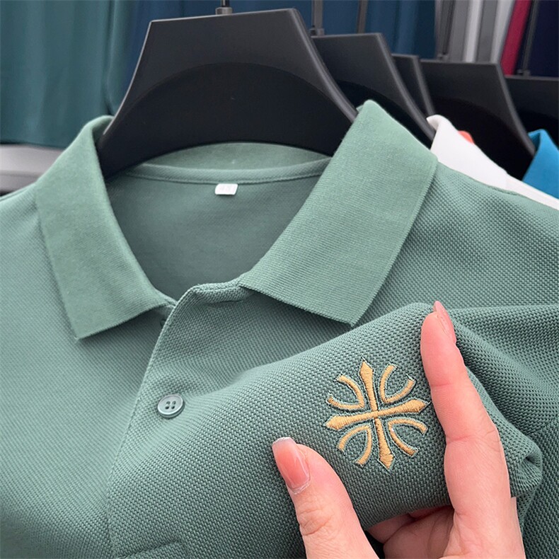 长袖t恤男士翻领polo衫夏季薄款纯棉中年商务休闲男装体恤上衣服,男装T恤,电商B212（原钱塘6029）