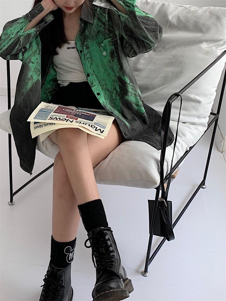 (现货)全手工印花扎染衬衫，女装衬衫，墨写