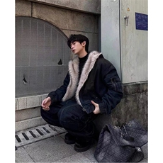 美式连帽牛仔棉服男女水洗重磅座山雕毛领复古加绒加厚夹克外套潮，男装夹克，星座1210-1