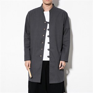 风棉麻大码衬衣男士休闲长款衬衫男装唐装复古外套CS503-P65,男装衬衫,钱塘788(原4013)