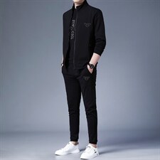 中老年运动套装男士春秋季休闲服中年人爸爸印花卫衣三件套，男装休闲套装，电商B212（原钱塘6029）