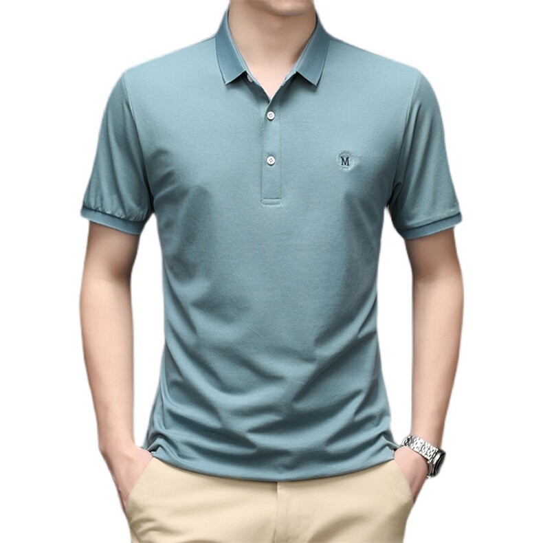 D208989男式2023年夏季新款短袖T恤青年休闲修身翻领体恤P53,男装T恤,电商B360