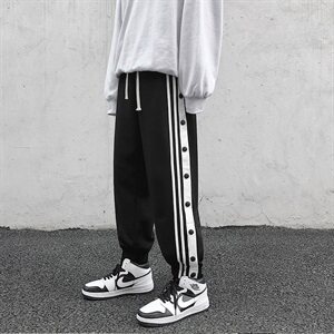 20港风男休闲裤学生宽松侧边扣子九分裤卫裤长裤潮504-K2062-P55图片