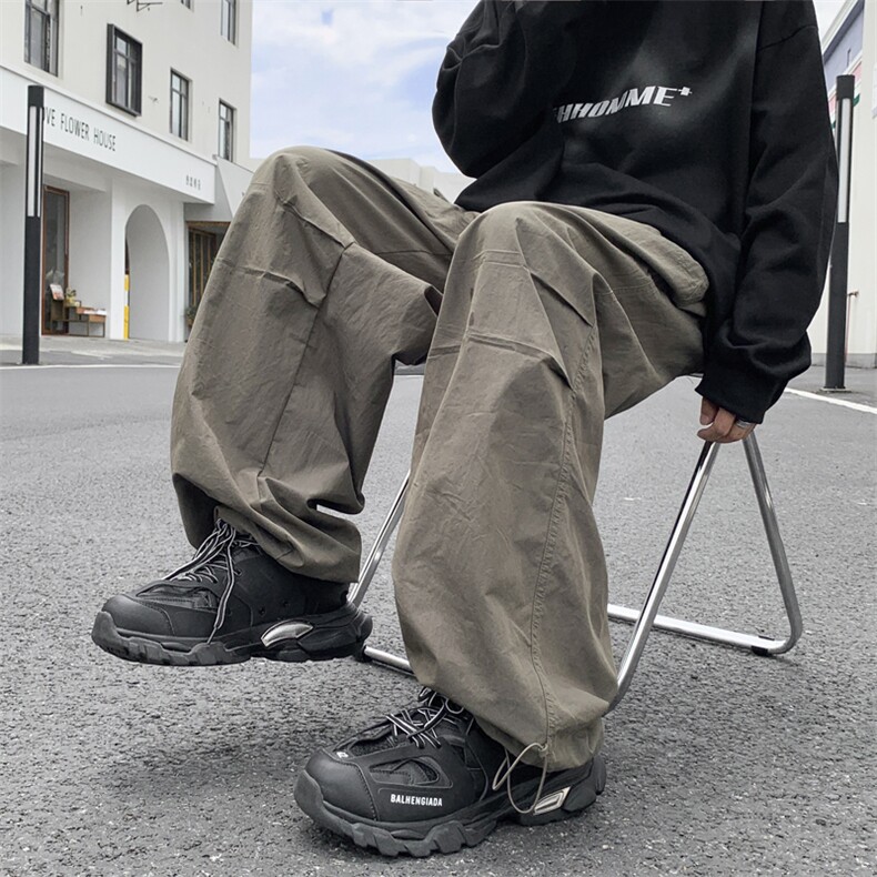 高街设计感工装裤男潮牌宽松束脚阔腿垂感慵懒风长裤K7213-P42,男装休闲裤,星座512-4