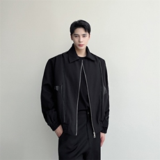 小众解构拼接设计翻领夹克外套男垫肩韩版长袖上衣A345-298-P130，男装夹克，电商A345