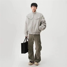 美式复古立领工装夹克男春秋季潮牌皮衣外套情侣上衣飞行机车服装，男装夹克，星座1210-1