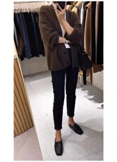 羊范秋冬新款V领100羊毛针织开衫女士韩系慵懒软糯毛衣外套上衣，女装羊毛衫，戎咖羊绒