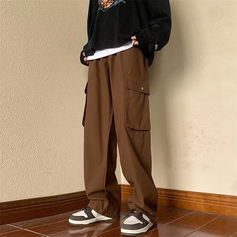 A804-P33工装裤男春秋潮牌美式复古直筒宽松阔腿裤子,男装工装外套,电商B323A