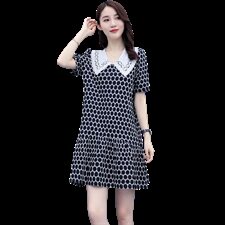 2021夏装新款时尚刺绣娃娃领连衣裙大码，女装连衣裙，尚洛菲