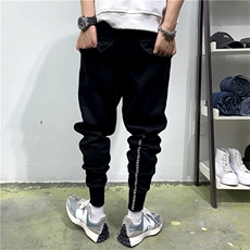 B230-9187P85简约纯色个性刺绣束脚片运动卫裤男士百搭九分裤，男装休闲裤，电商B230