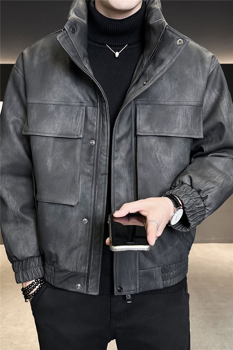 标50数据款2025新款皮羽绒服男士厚款外套B240-YR25189-P225,男装羽绒服,电商B240