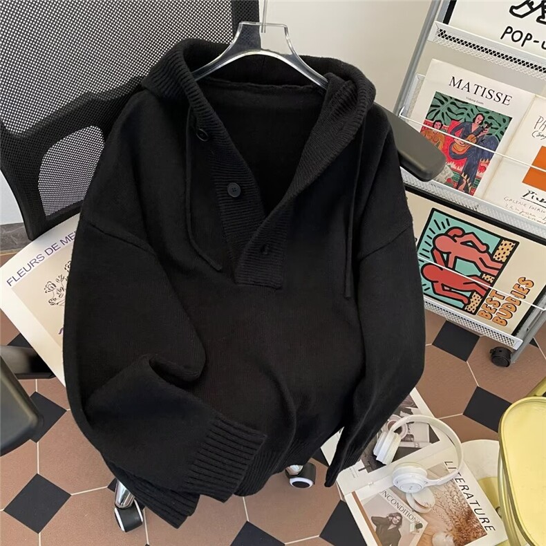 秋冬新款针织连帽套头加厚毛衣外套男女同款宽松休闲百搭慵懒上衣,男装针织衫/毛衣,星座1013