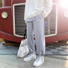 秋冬新款港风加厚加绒宽松束脚潮字母印花休闲卫裤男1004-1WK521，男装休闲裤，星座715