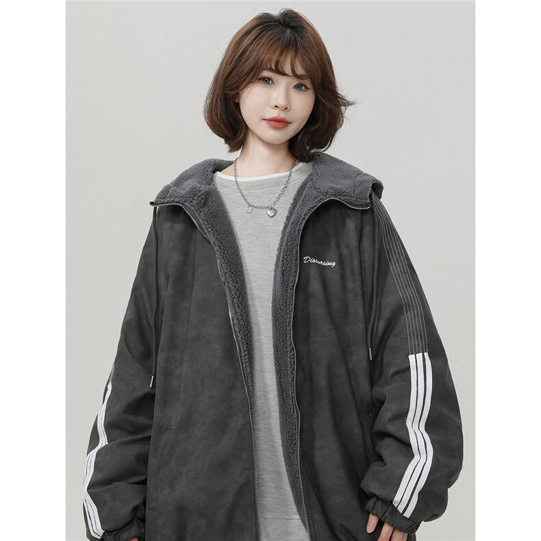 羊羔绒PU皮棉服男款冬季加绒加厚保暖棉袄美式高街棉衣M02/P118,男装夹克,星座206（原A221）